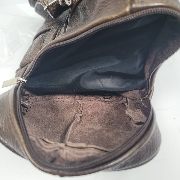 Unbranded Genuine Leather Brown Bag W/ Adjustable Strap Zippered Pockets - Picture 8 of 11